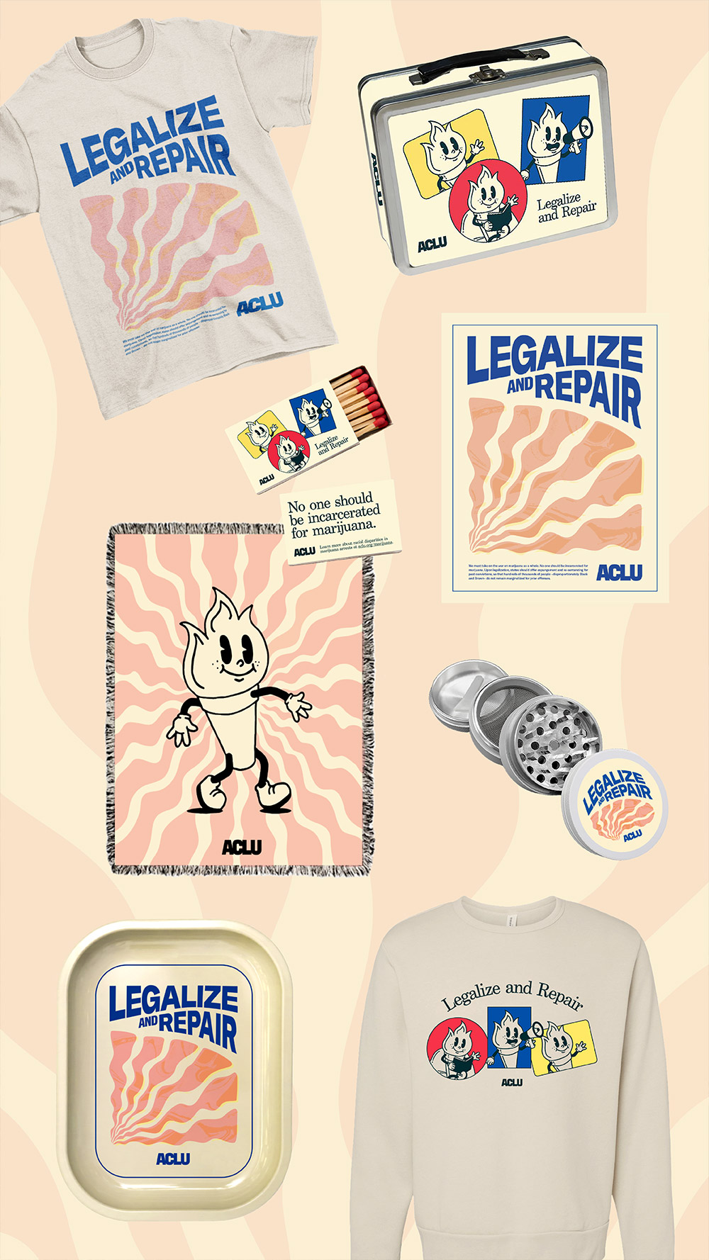 A collage-style image featuring new ACLU 420 products.